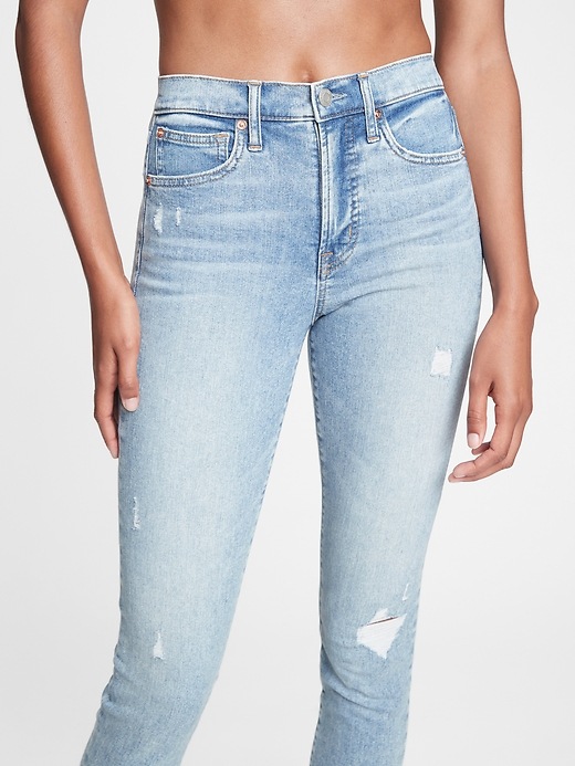 Image number 5 showing, High Rise Distressed True Skinny Jeans with Secret Smoothing Pockets