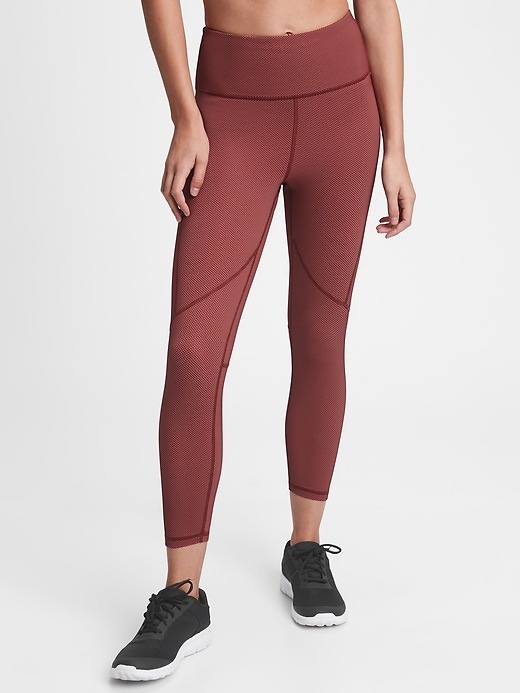1 of 8 showing, with the color cosmetic pink of product GapFit High Rise Eclipse Honeycomb 7/8 Leggings