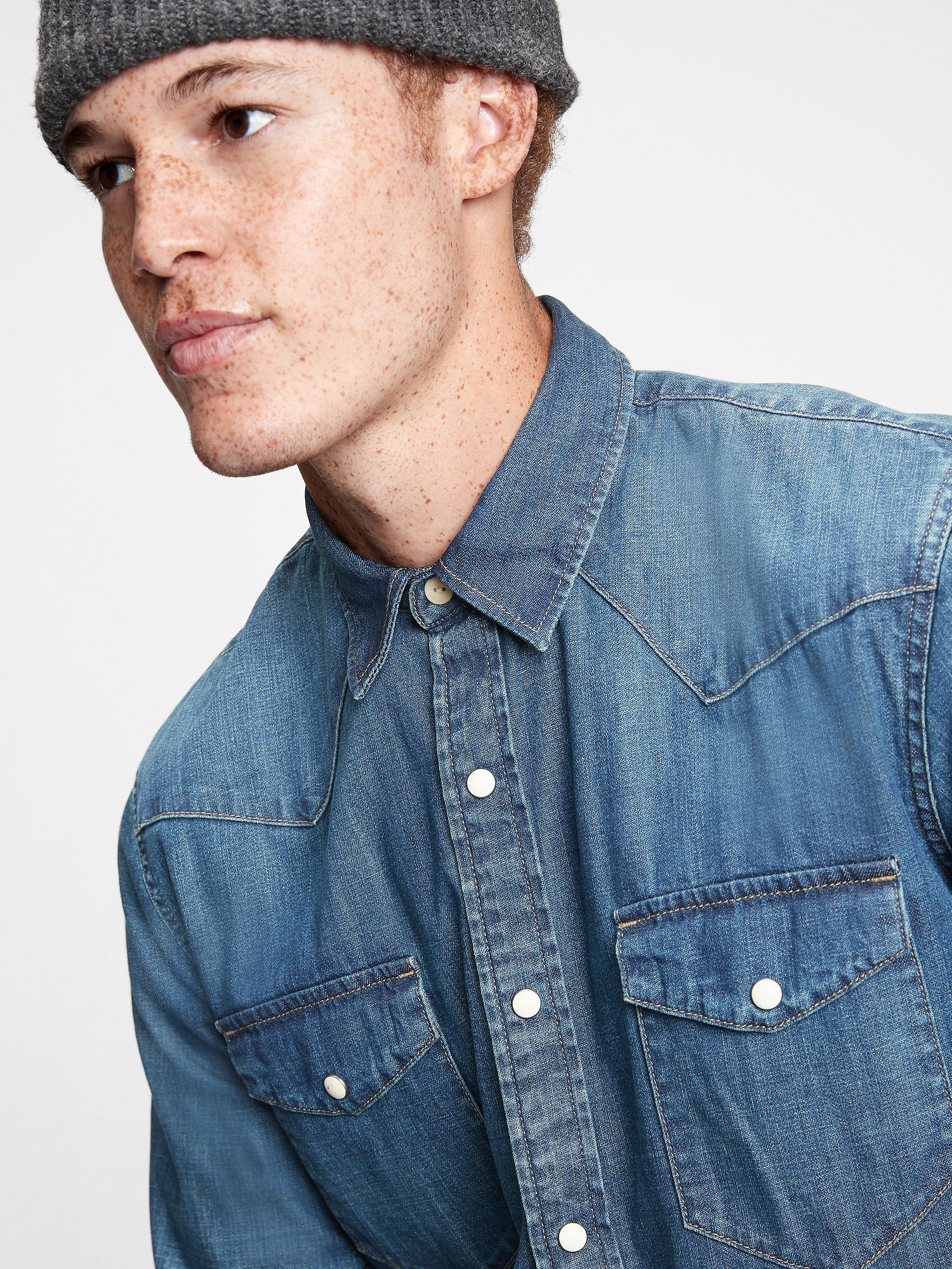gap denim western shirt