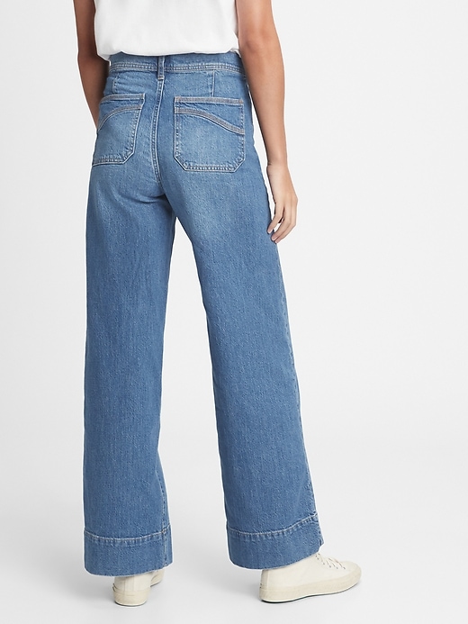 2 of 8 showing, with the color medium indigo of product Sky High Wide-Leg Jeans With Washwell™