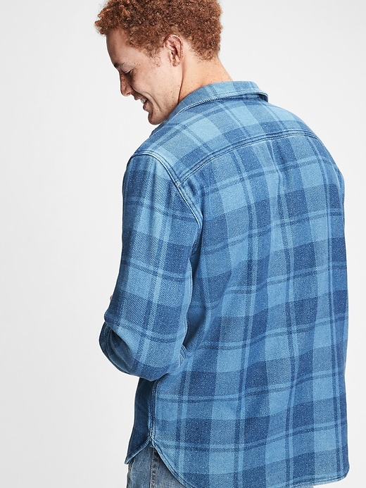 2 of 8 showing, with the color blue plaid of product Plaid Worker Shirt in Standard Fit