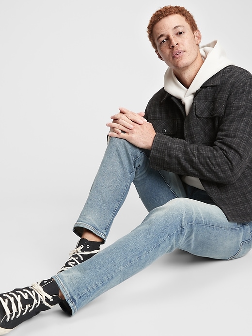1 of 8 showing, with the color light fade of product GapFlex Slim Jeans With Washwell™