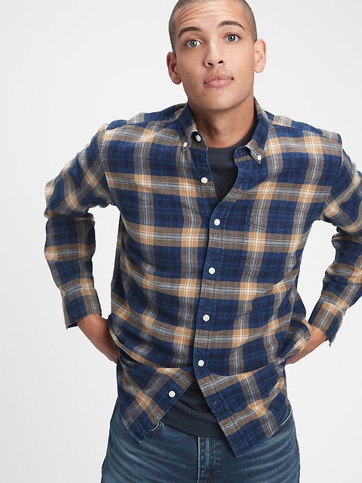 Image number 5 showing, Denim Plaid Shirt in Untucked Fit