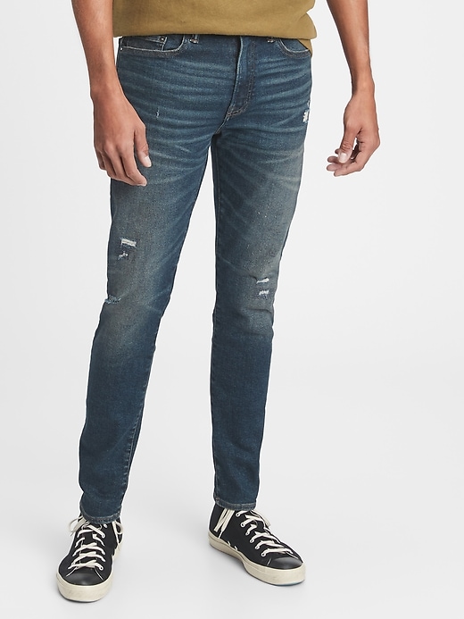 Image number 3 showing, Distressed Skinny Taper High Stretch Jeans with GapFlex