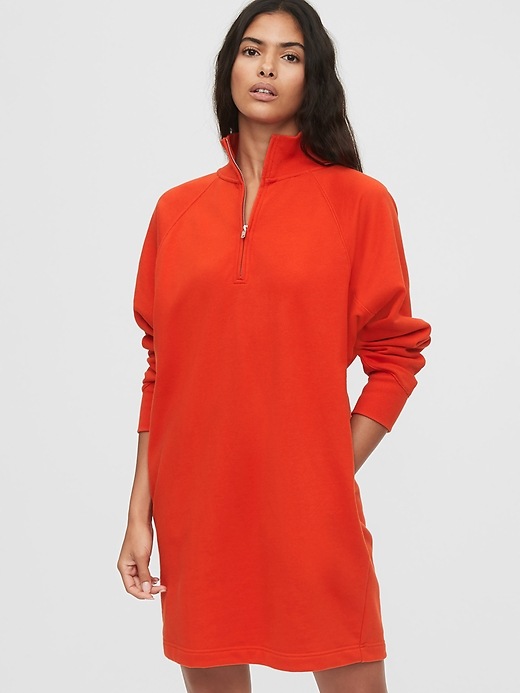 1 of 8 showing, with the color grenadine orange of product Half-Zip Front Dress