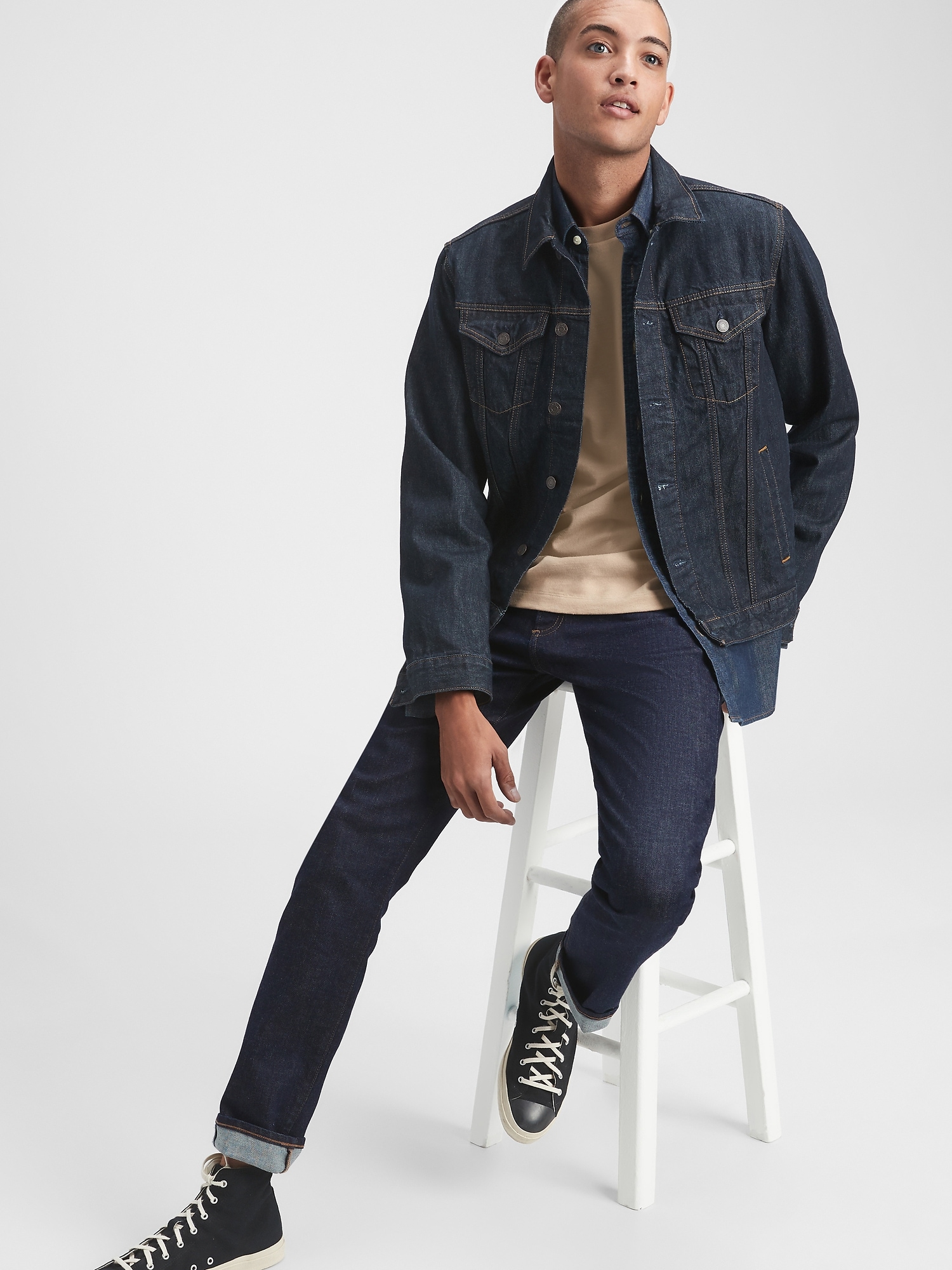 selvedge slim jeans with gapflex