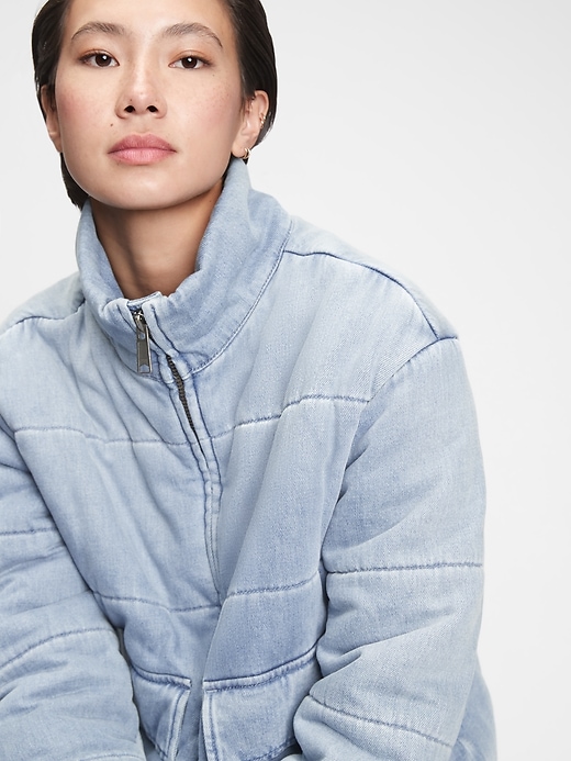 Image number 1 showing, Denim Puffer Jacket