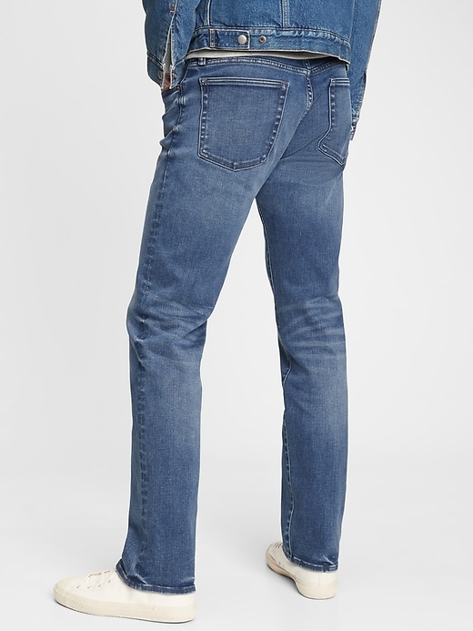 2 of 8 showing, with the color worn medium blue of product Easy Temp Straight Jeans with Washwell