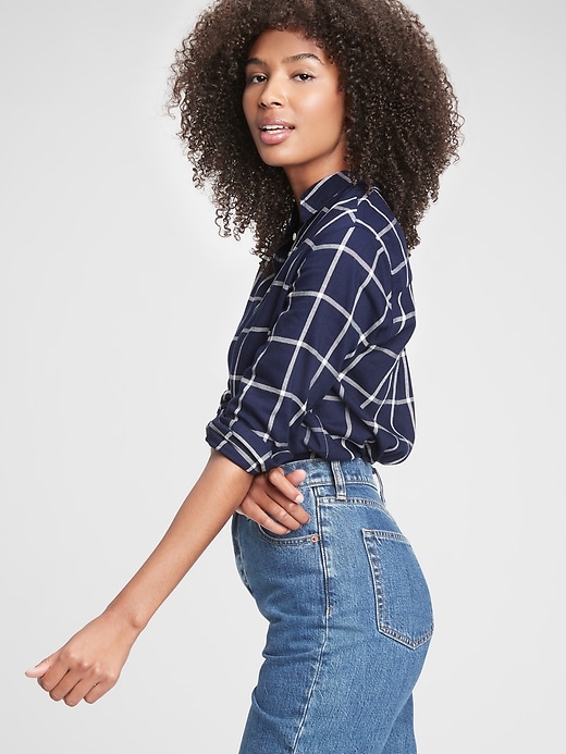 1 of 8 showing, with the color navy blue windowpane plaid of product Everyday Shirt