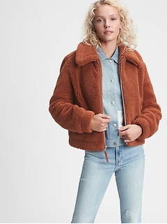 gap shearling suede coat