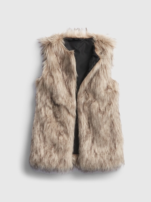 1 of 8 showing, with the color natural of product Kids Faux Fur Vest