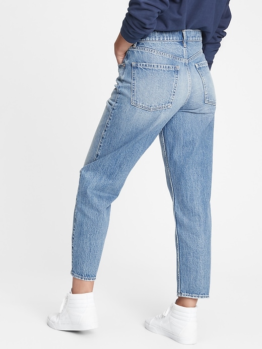 2 of 8 showing, with the color light indigo of product High Rise Barrel Jeans