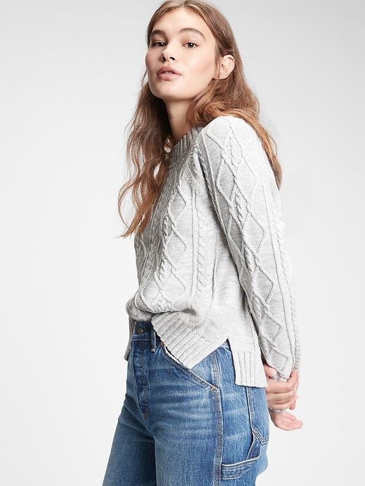 Image number 7 showing, Cable Knit Crewneck Sweater
