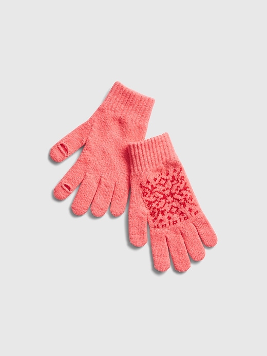 1 of 8 showing, with the color pink fairisle of product Fair Isle Gloves