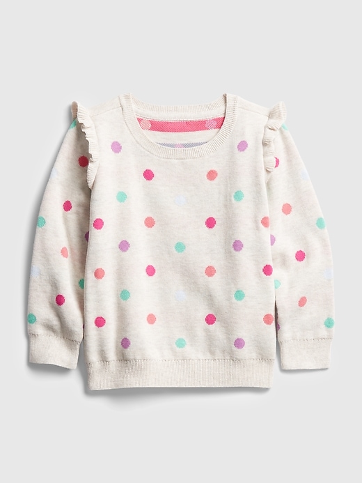 View large product image 1 of 1. Toddler Ruffle Graphic Crewneck Sweater