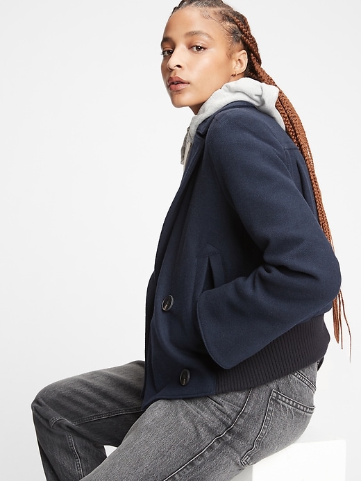 1 of 8 showing, with the color true indigo of product 1969 Premium Wool Peacoat