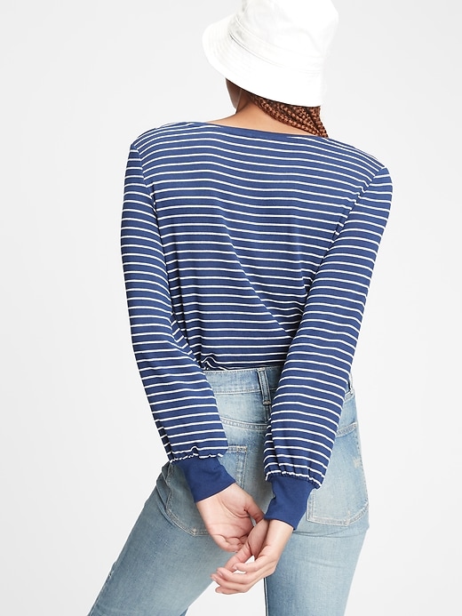 2 of 8 showing, with the color navy blue & white stripe of product Softspun Scoopneck T-Shirt