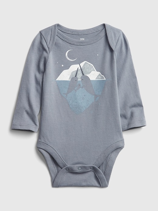 Image number 1 showing, Baby Organic Narwhal Graphic Bodysuit