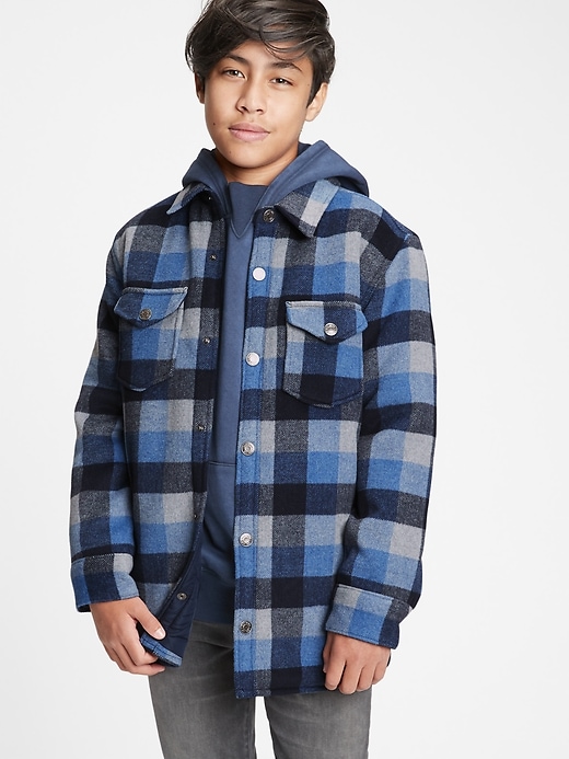 1 of 8 showing, with the color blue plaid of product Teen Plaid Shirt Jacket