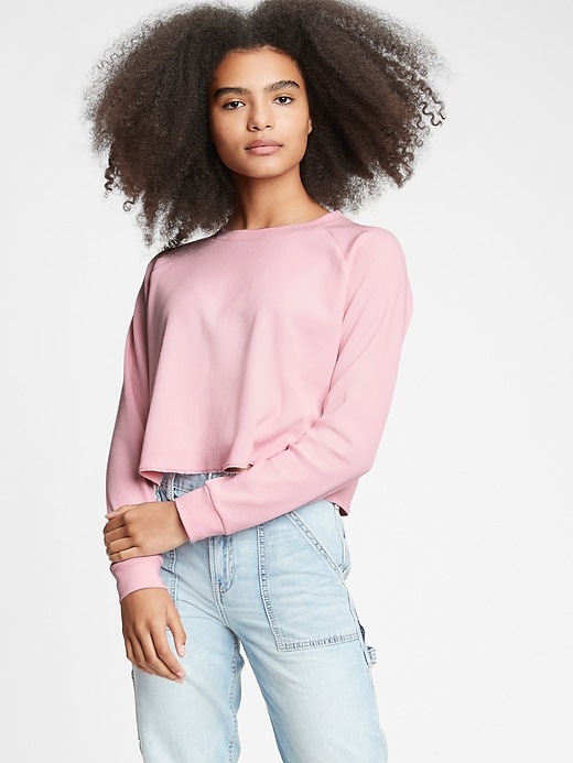 Image number 5 showing, Teen Cropped Waffle-Knit Shirt