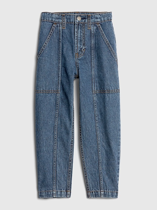 2 of 8 showing, with the color medium wash of product Teen High-Rise Crop Barrel Jeans