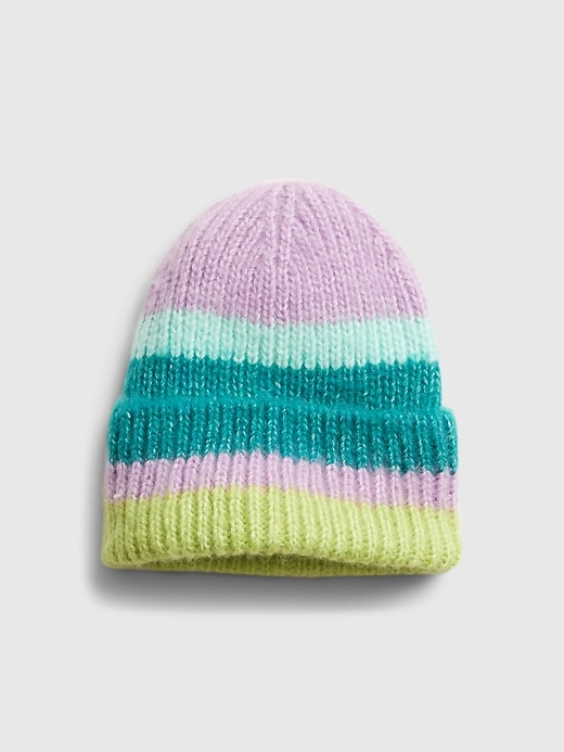 1 of 8 showing, with the color purple & mint green colorblock of product Colorblock Beanie