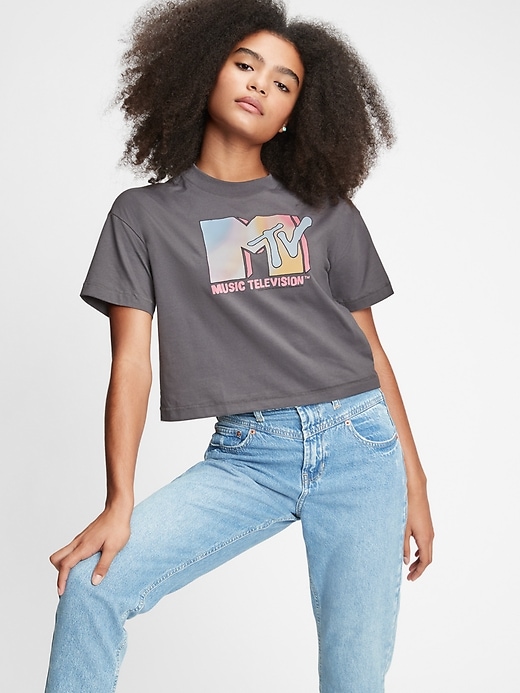 1 of 8 showing, with the color mtv blue slate of product Teen Graphic Boxy T-Shirt