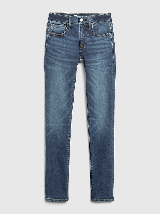 2 of 8 showing, with the color dark wash of product Teen Stacked Ankle Skinny Jeans with Washwell™