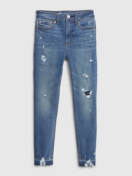 Image number 2 showing, Teen Destructed Sky High Rise Skinny Ankle Jeans with Stretch
