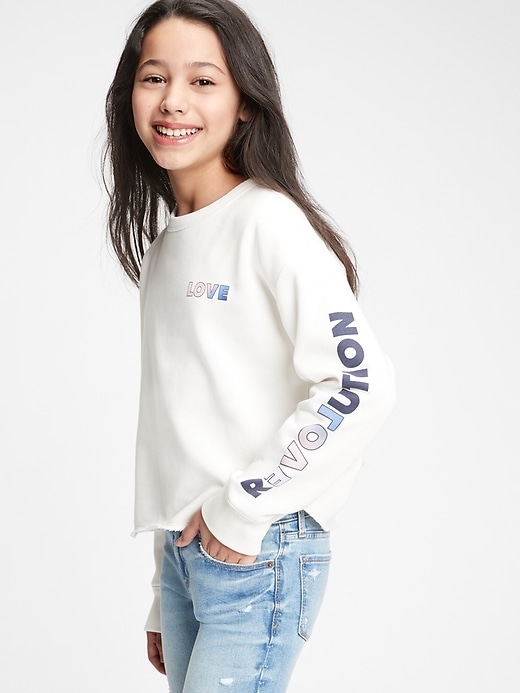 2 of 8 showing, with the color carls stone of product Teen Cropped Crewneck Sweatshirt