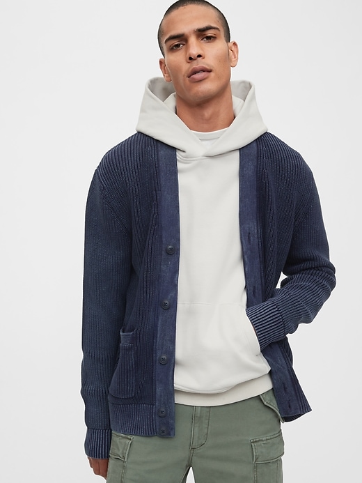 1 of 8 showing, with the color rinse washed indigo of product 1969 Premium Cardigan