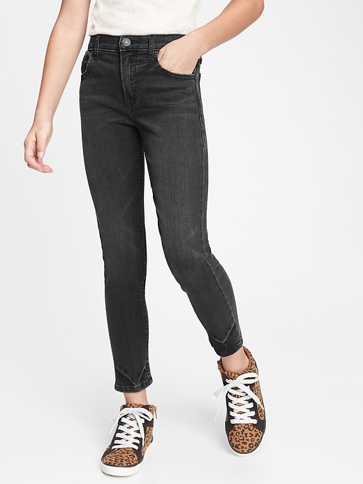 2 of 8 showing, with the color black wash of product Kids High Rise Pencil Ankle Jeans with Stretch