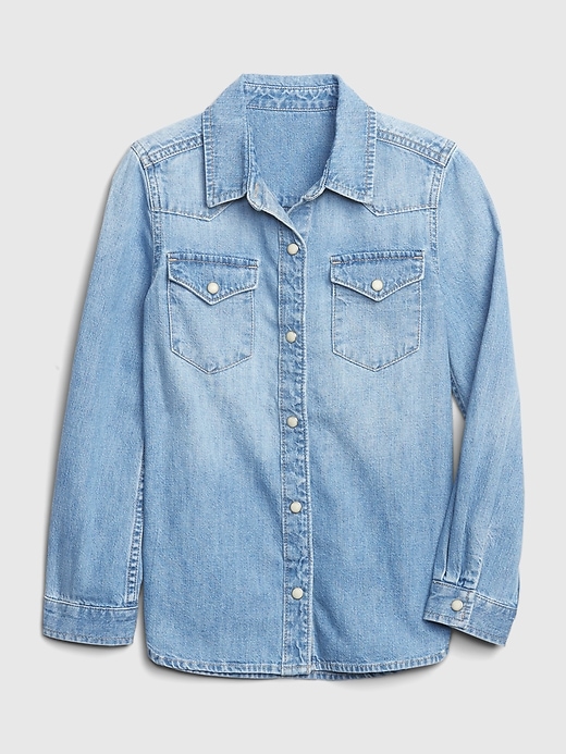 1 of 8 showing, with the color medium wash of product Kids Western Denim Shirt