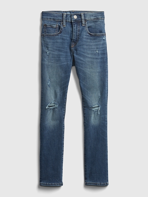 1 of 8 showing, with the color medium wash of product Kids Destructed Super Skinny Jeans with Washwell™