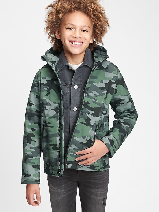 2 of 8 showing, with the color green camo of product Kids Tech Jacket