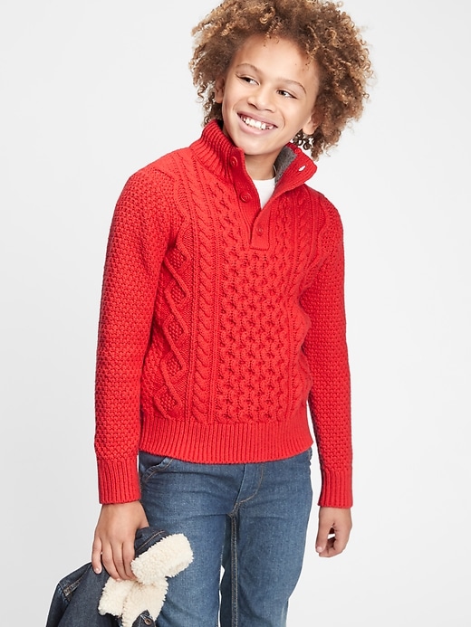 Image number 2 showing, Kids Cable Knit Mockneck Sweater