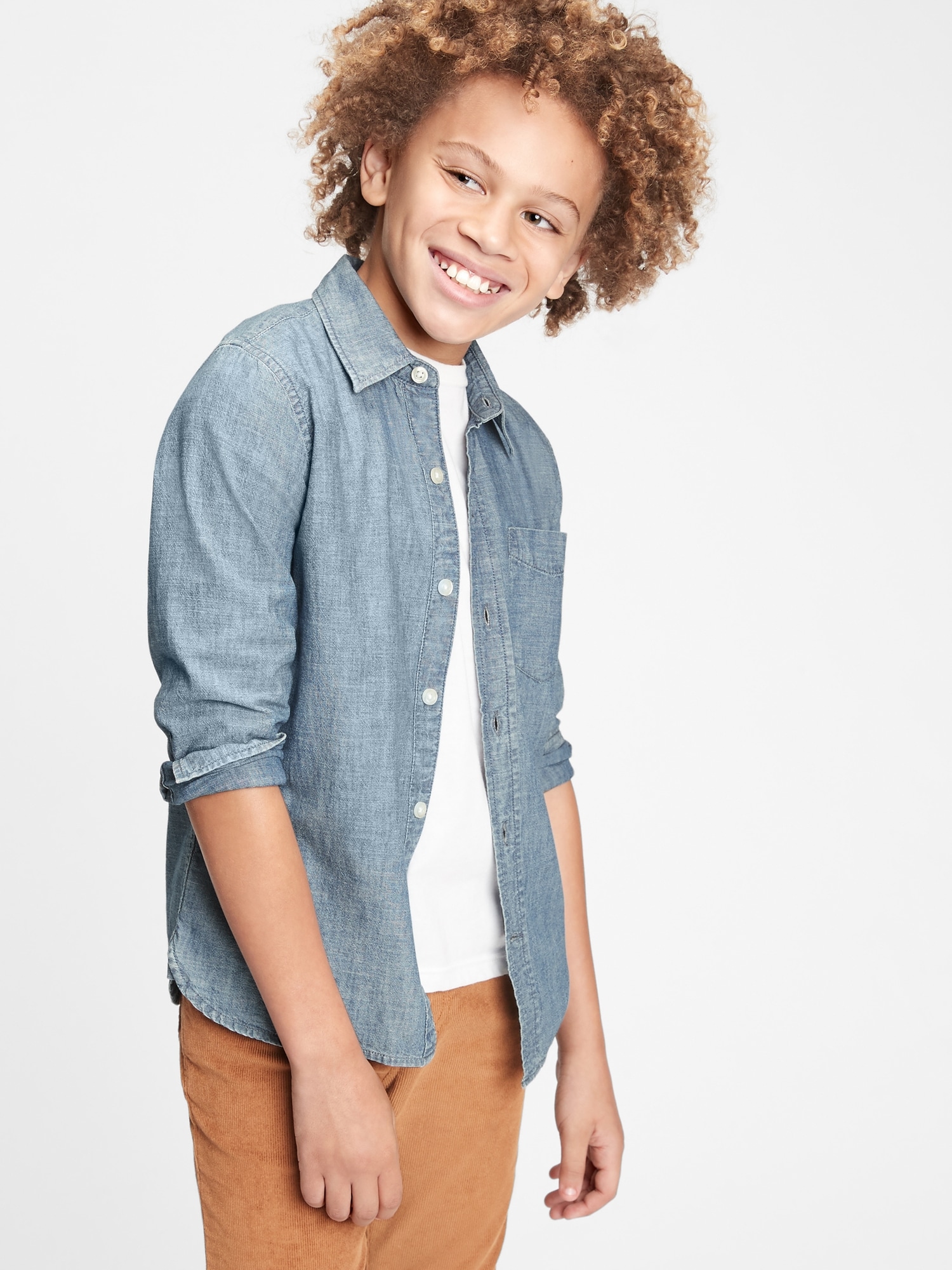 Kids Chambray Button-Up Shirt | Gap