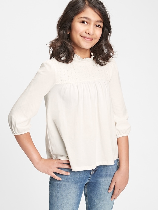 2 of 8 showing, with the color ivory frost of product Kids Eyelet Top