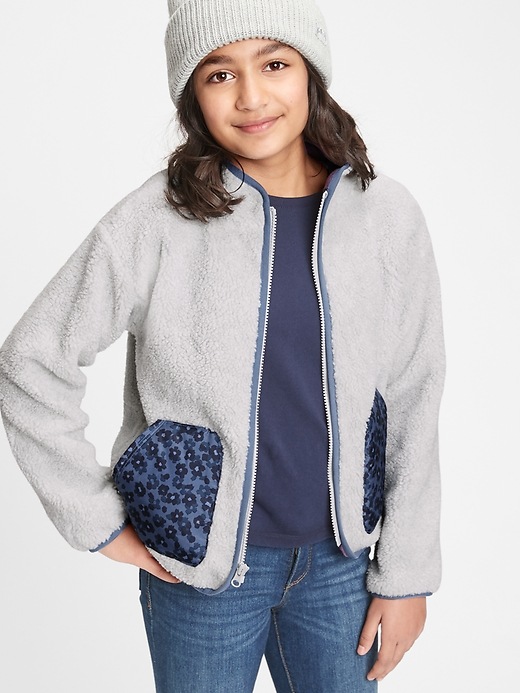 2 of 8 showing, with the color trek grey of product Kids Sherpa Jacket
