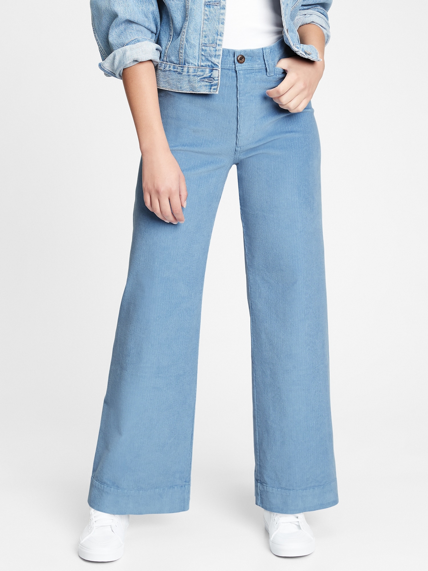 blue corduroy flare pants
