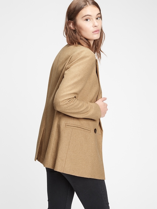 2 of 8 showing, with the color camel beige of product Recycled Double-Breasted Blazer
