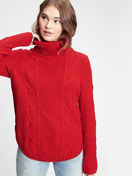 Image number 8 showing, Cable Knit Turtleneck Sweater
