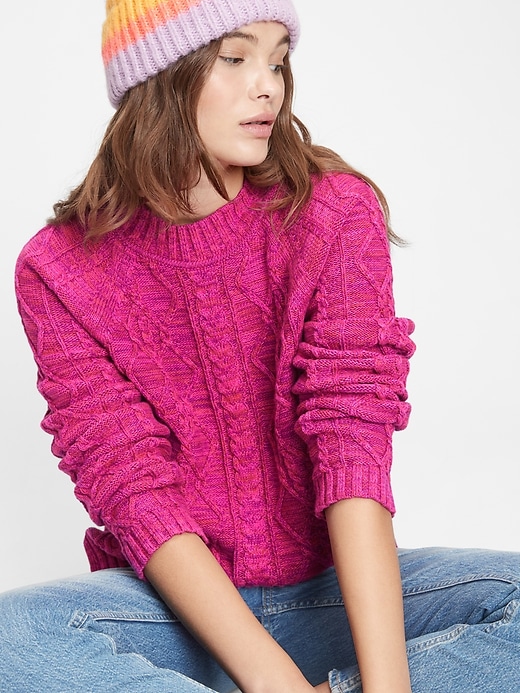 Image number 9 showing, Cable Knit Crewneck Sweater