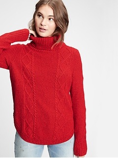 turtleneck cable sweater