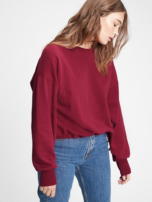 1 of 8 showing, with the color garnet red of product Vintage Soft Side-Tie Crewneck Sweatshirt