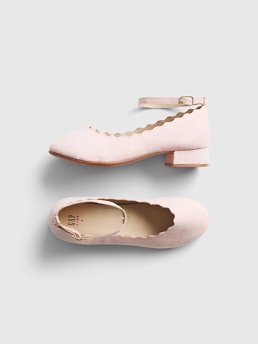 View large product image 1 of 1. Kids Scalloped Heeled Ballet Flats