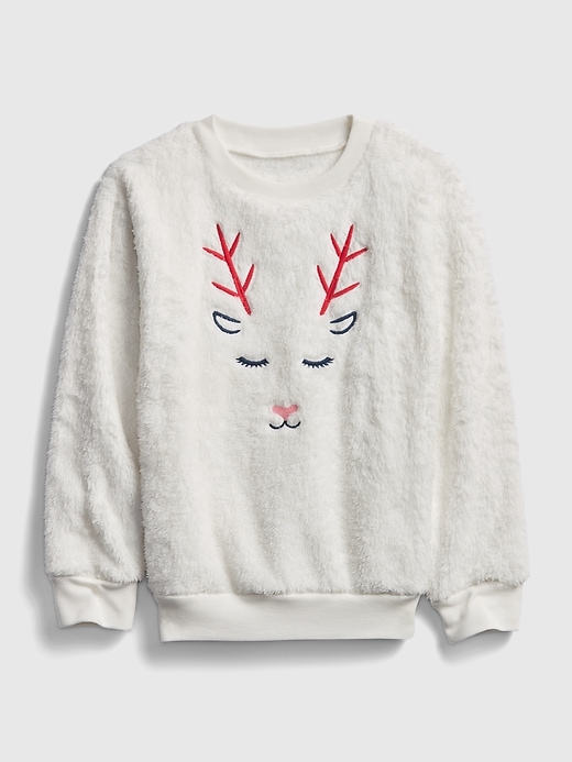 1 of 8 showing, with the color ivory frost of product Kids Coziest Reindeer Shirt