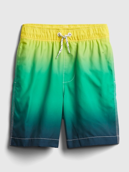 1 of 8 showing, with the color bright citron of product Kids Recycled Swim Trunks