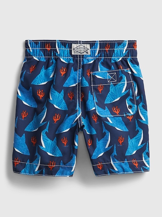 2 of 8 showing, with the color pangea blue of product Toddler Graphic Swim Trunks