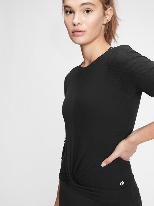 View large product image 1 of 6. GapFit Supersoft Rib Twist-Front Top